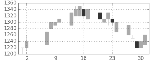 横浜銀の日足チャート(1991年5月)
