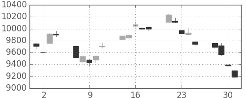 日経225の日足チャート(2010年6月)