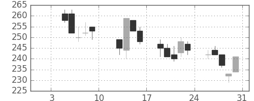 日軽金ＨＤの日足チャート(2004年1月)